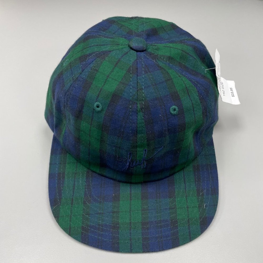 NWT HUF Men's Tartan Script 6 Panel Strapback Hat